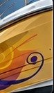Colorful wrapped boat hull